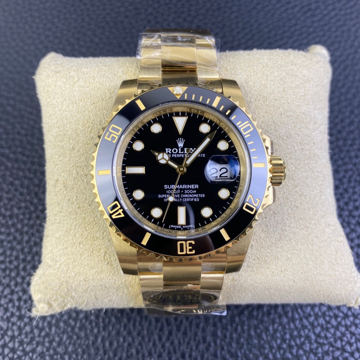 Submariner quadrante nero cinturino oro giallo 18k