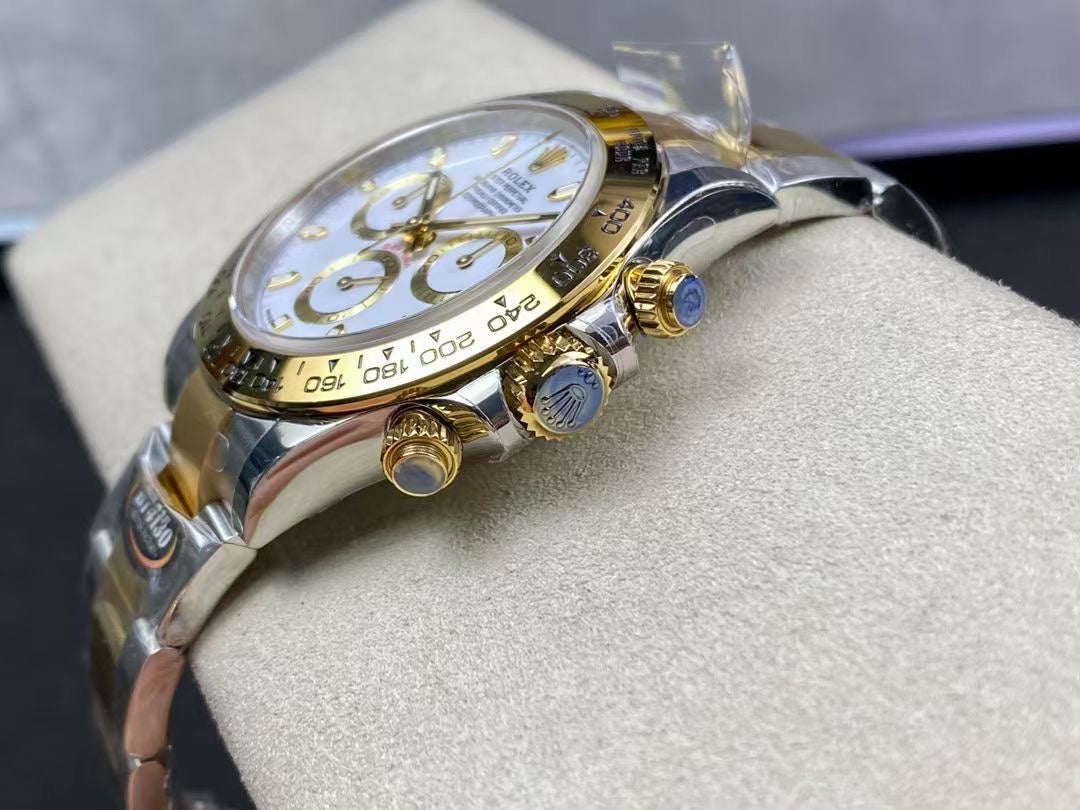 Daytona cinturino acciaio e oro giallo 18k quadrante bianco