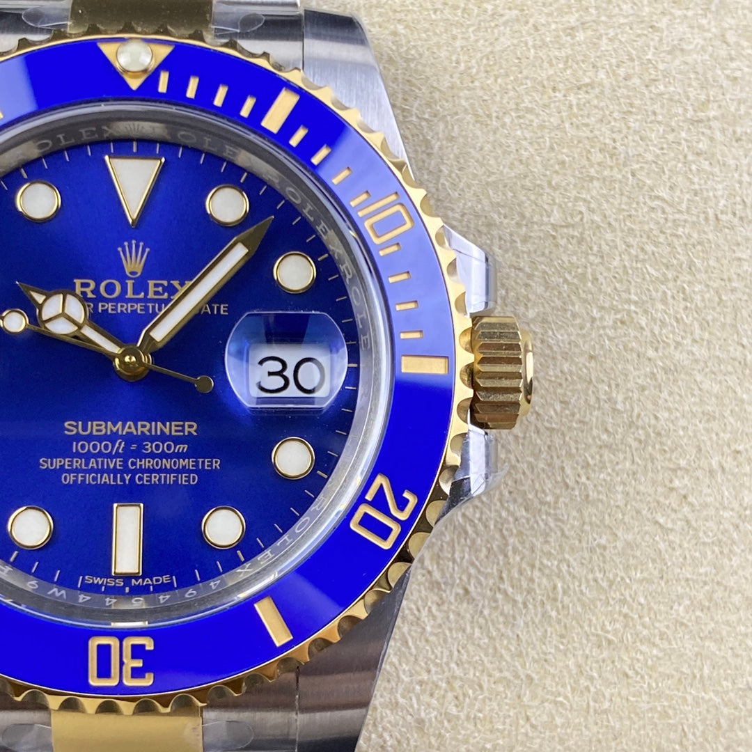 Submariner cinturino acciaio e oro 18k quadrante blu