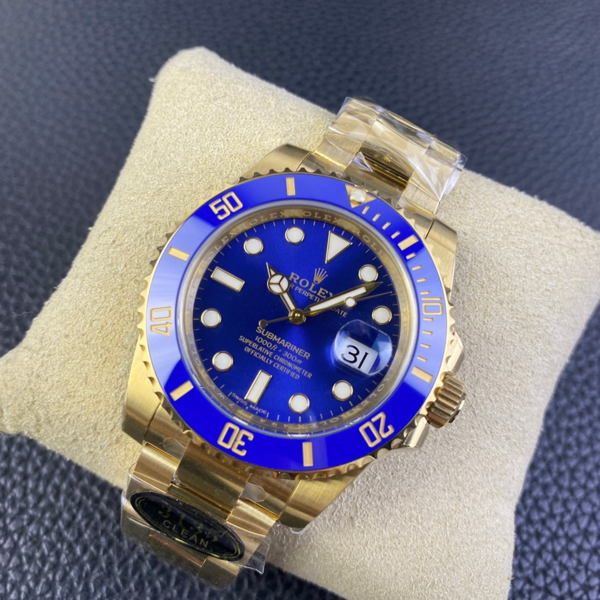 Submariner quadrante blu cinturino oro giallo 18k