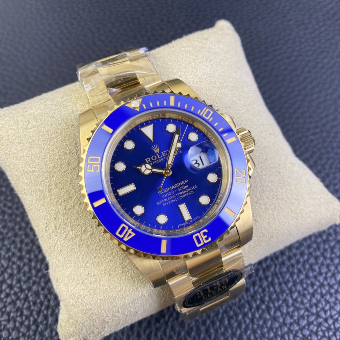 Submariner quadrante blu cinturino oro giallo 18k