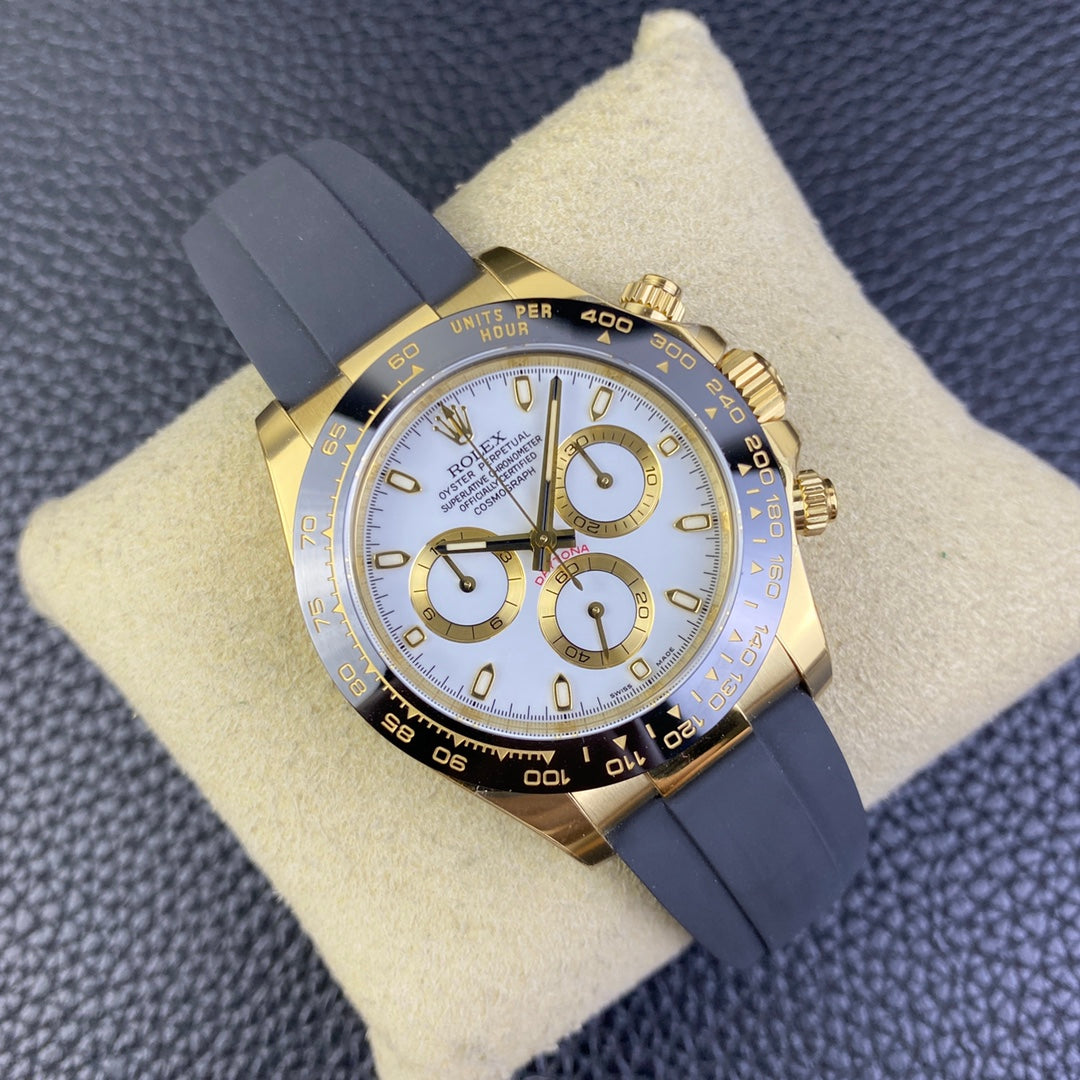 Daytona caucciù oro giallo 18 quadrante bianco