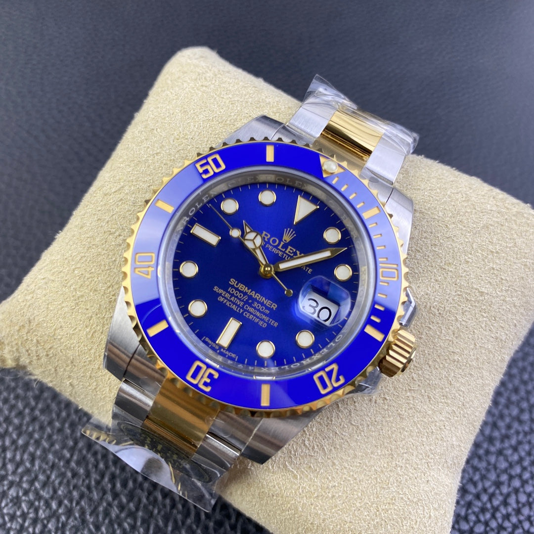 Submariner cinturino acciaio e oro 18k quadrante blu