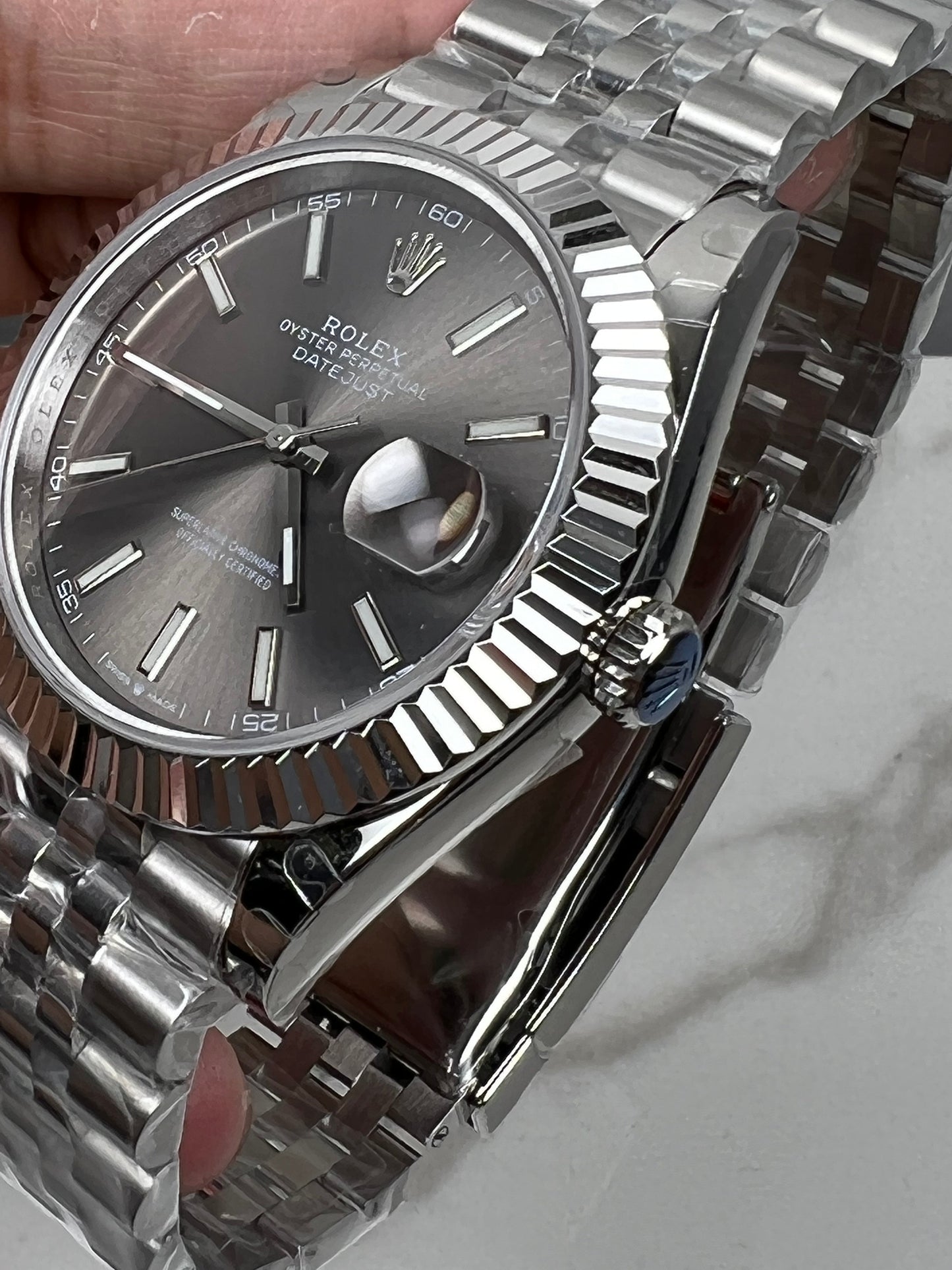 Datejust quadrante grigio cinturino jubilee