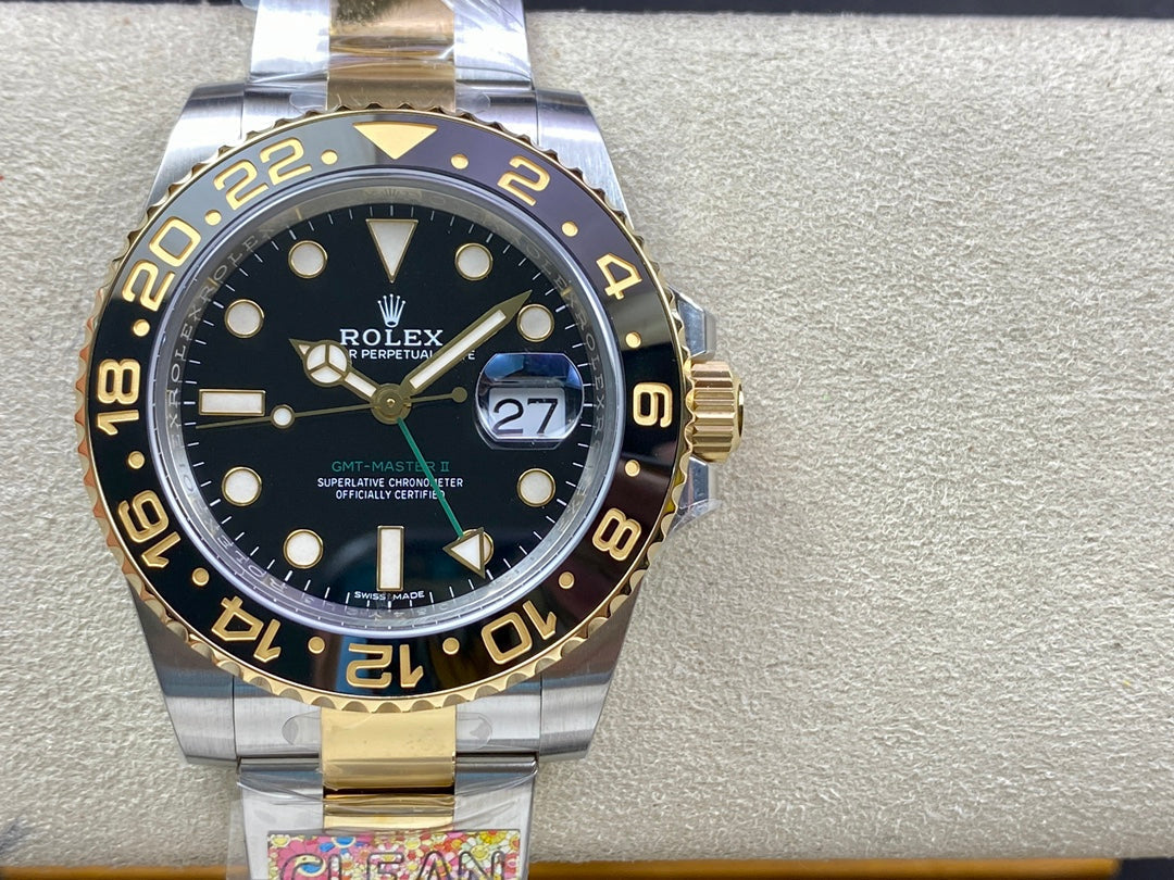 GMT Master II acciaio e oro 18k quadrante nero