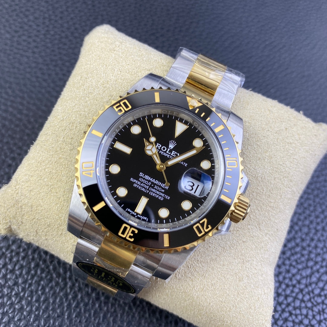 Submariner cinturino acciaio e oro 18k quadrante nero