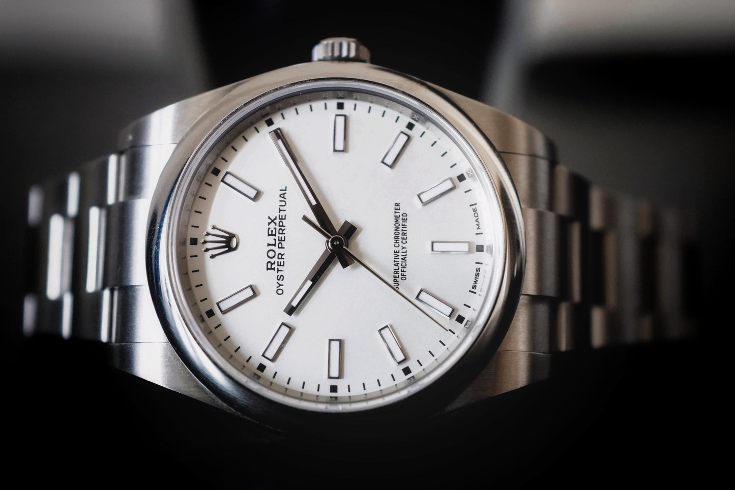 Oyster Perpetual quadrante bianco