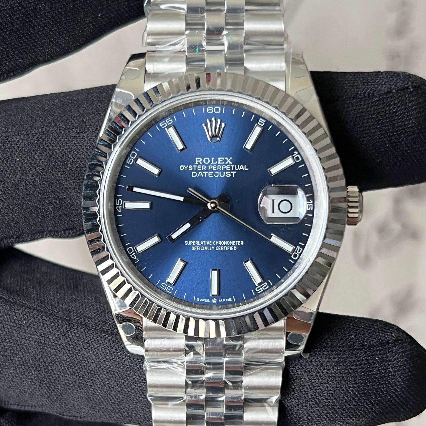 Datejust quadrante blu con cinturino jubilee e tacche 36mm