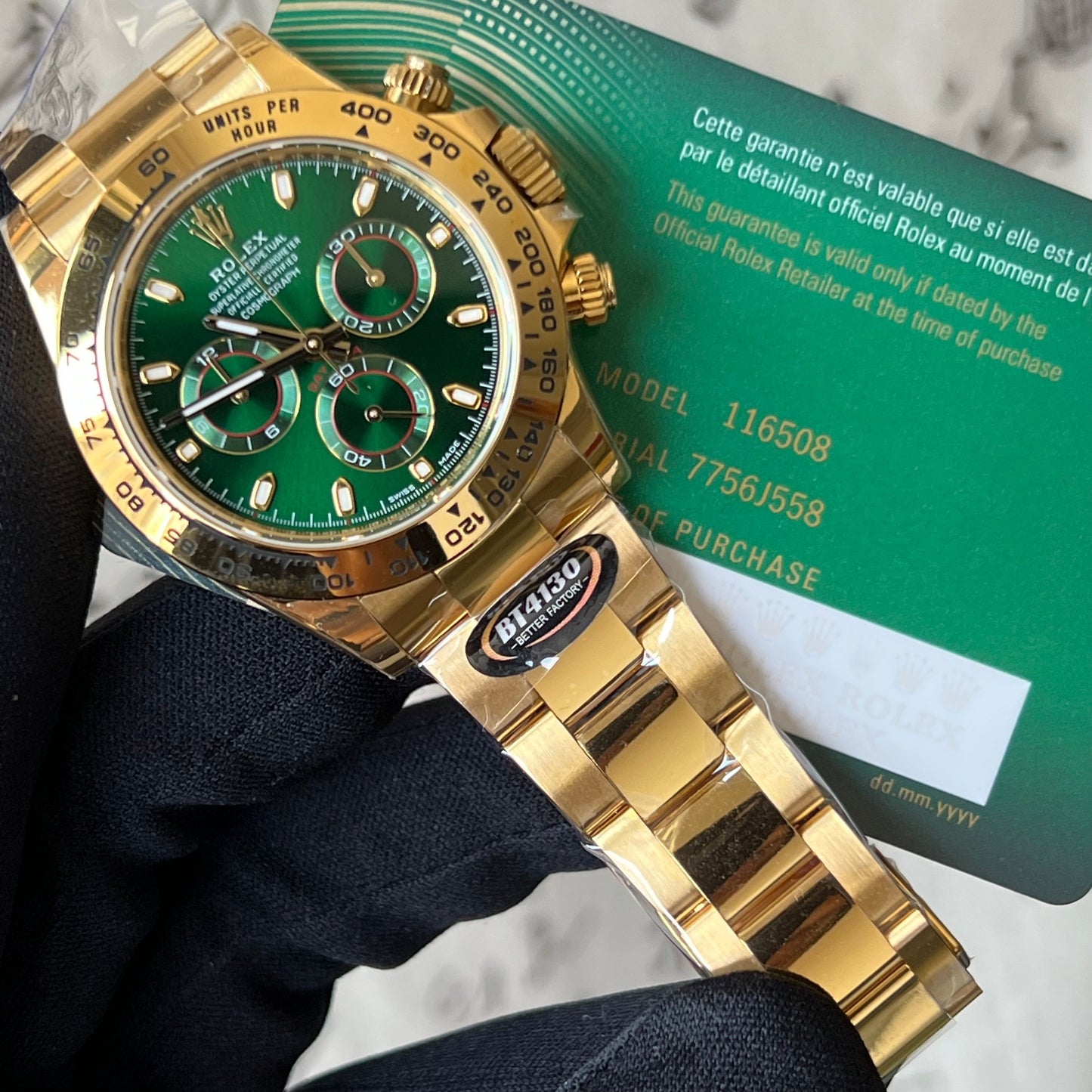 Daytona quadrante verde oro giallo 18k