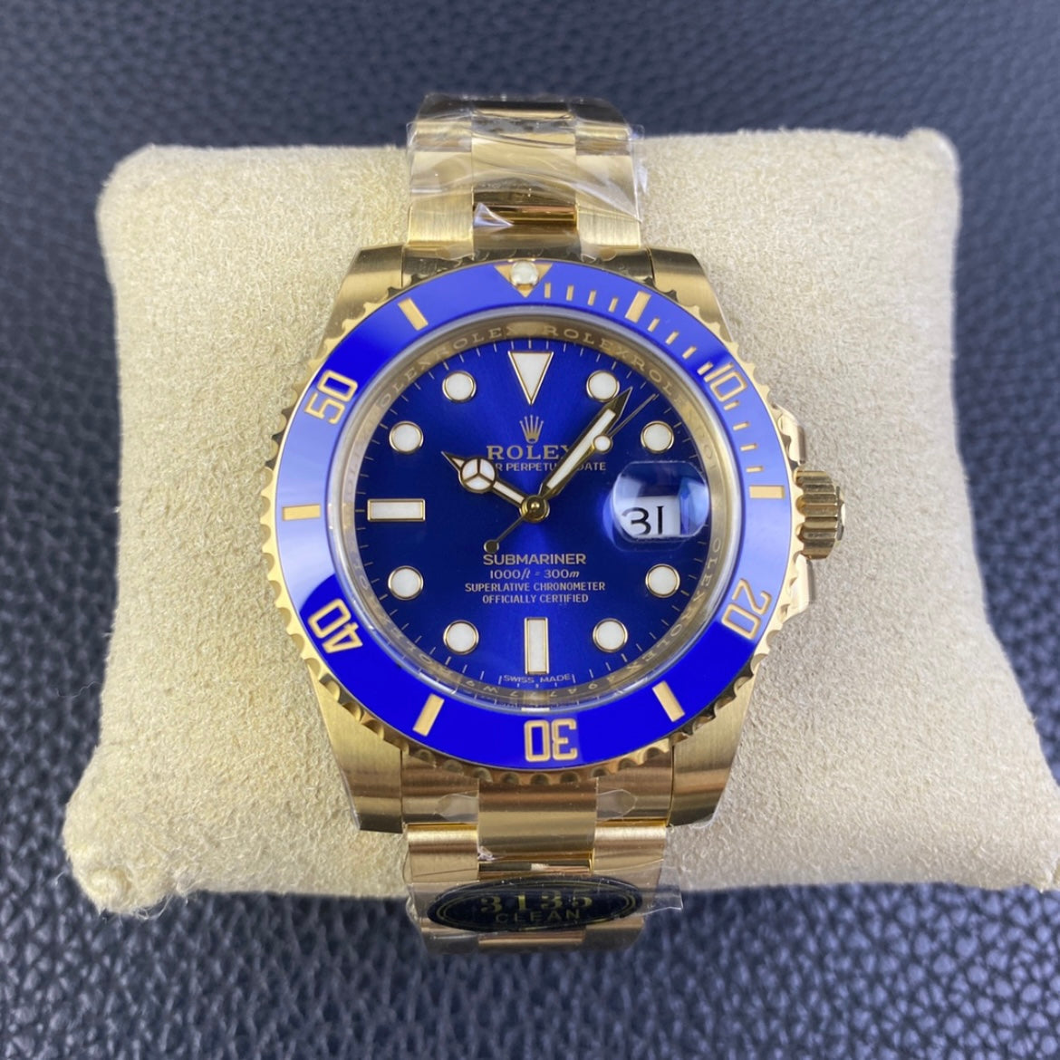 Submariner quadrante blu cinturino oro giallo 18k