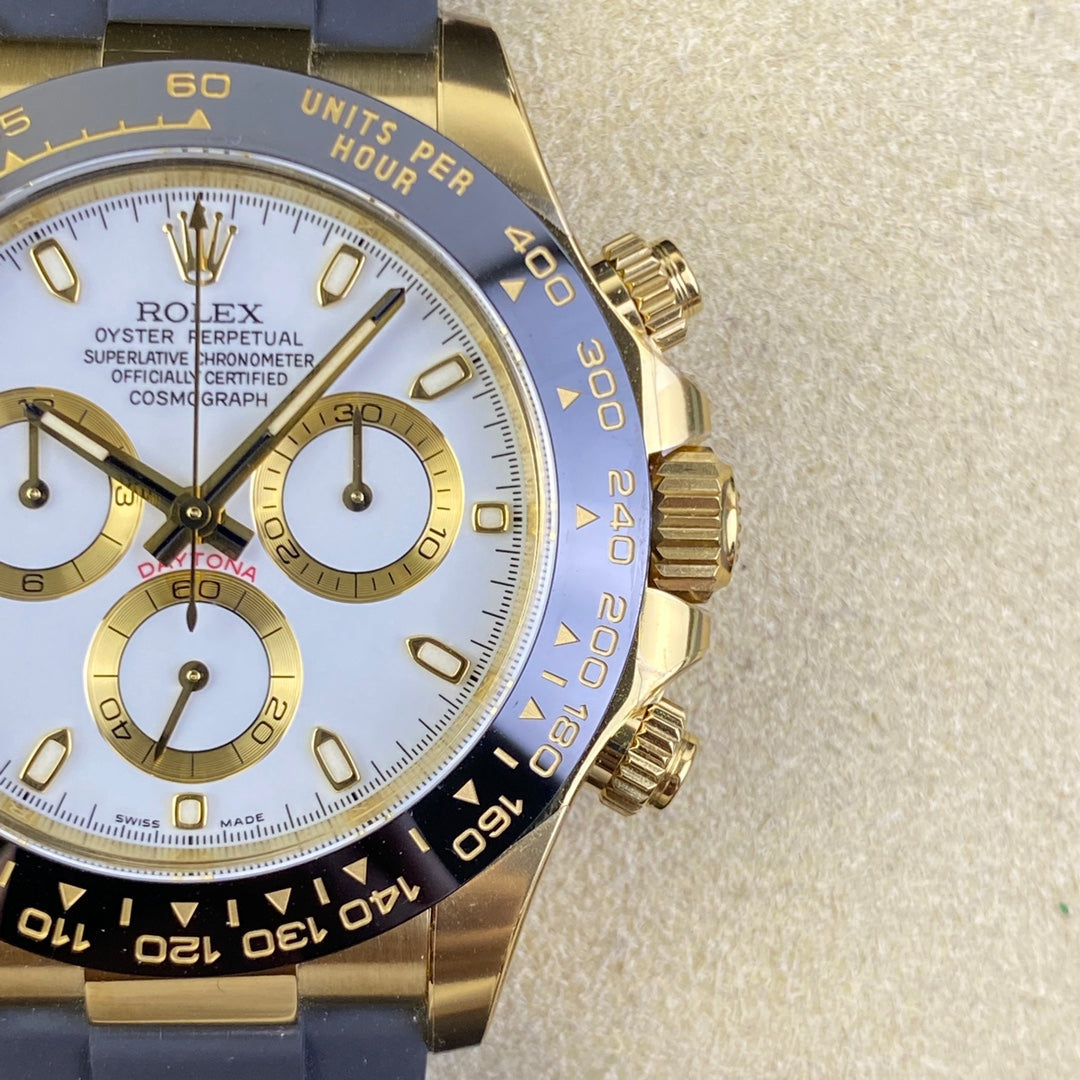 Daytona caucciù oro giallo 18 quadrante bianco