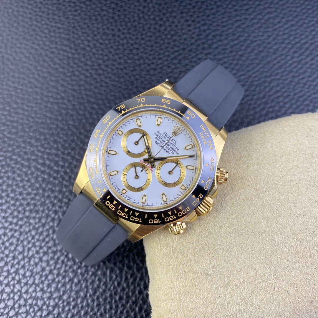 Daytona caucciù oro giallo 18 quadrante bianco