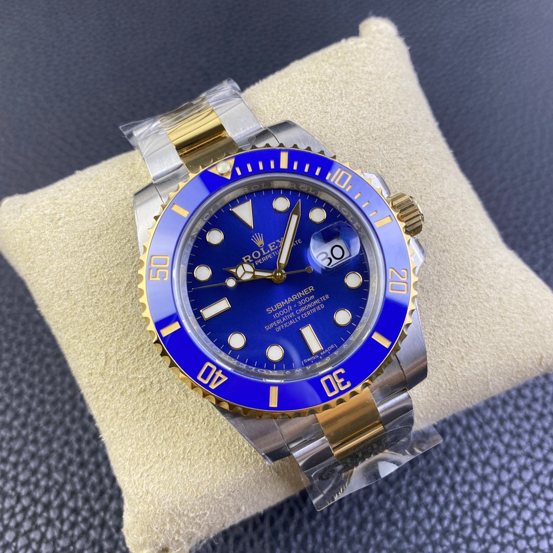 Submariner cinturino acciaio e oro 18k quadrante blu