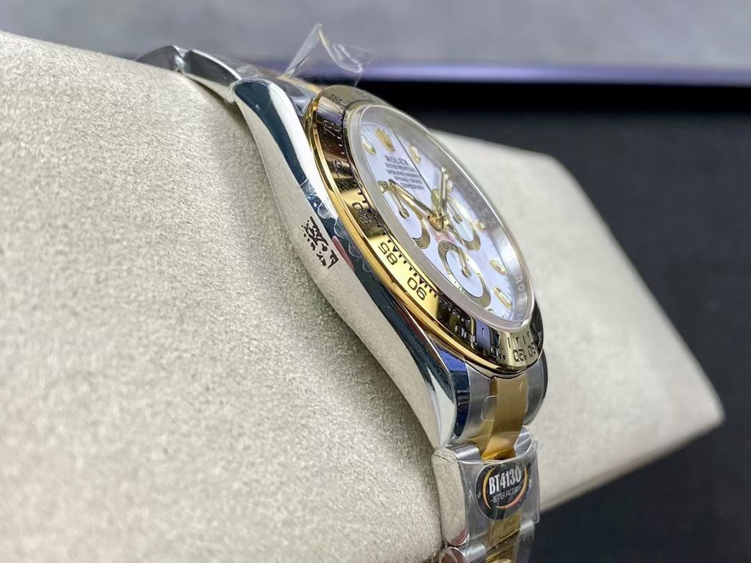 Daytona cinturino acciaio e oro giallo 18k quadrante bianco